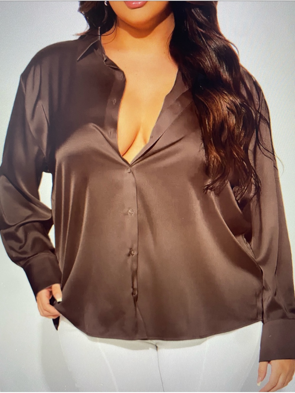 NWT Fashion Nova Silky Chocolate Satin Blouse - Women